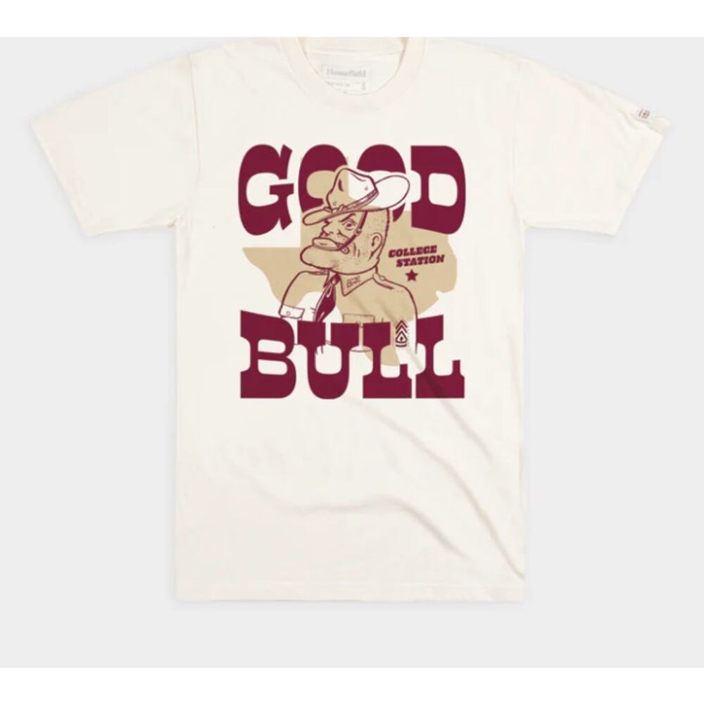 HOMEFIELD Mens Texas A&M Ol' Sarge "Good Bull" Tee XL Cream Short Sleeve NWT